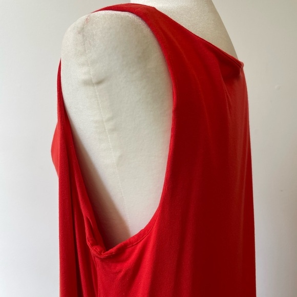Eileen Fisher Comfy Dress MIDI Size Large Stretchy Jersey Knit Red Sleeveless - Picture 5 of 10